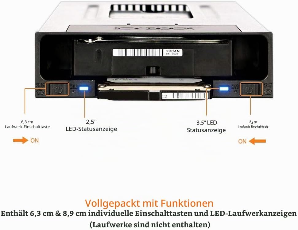 ICY DOCK flexiDOCK MB795SP-B - Dock trägerlos für 1x 2,5 Zoll und 1x 3,5 Zoll SATA/SAS SSD/HDD 1x 2,
