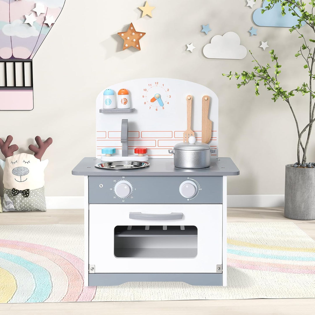 Kinderküche aus Holz mit Zubehör, Rollenspielküche für Kinder, Mini Küchenchef Spielset, Kinderküche