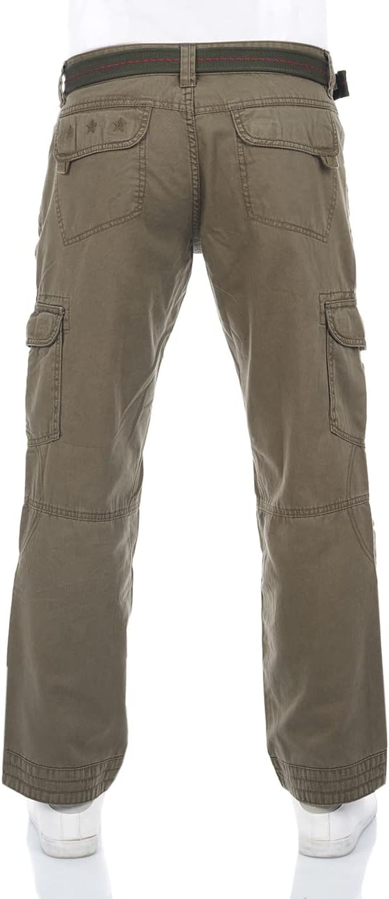 Timezone Herren Cargo Jeans Hose BenitoTZ Loose Fit Cargohose Stoffgürtel 100% Baumwolle Basic Tasch