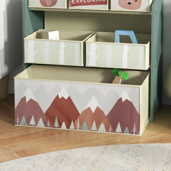 ZONEKIZ Kinderregal, Spielzeugregal mit 6 herausnehmbaren Aufbewahrungsboxen aus Vliesstoff, Bücherr