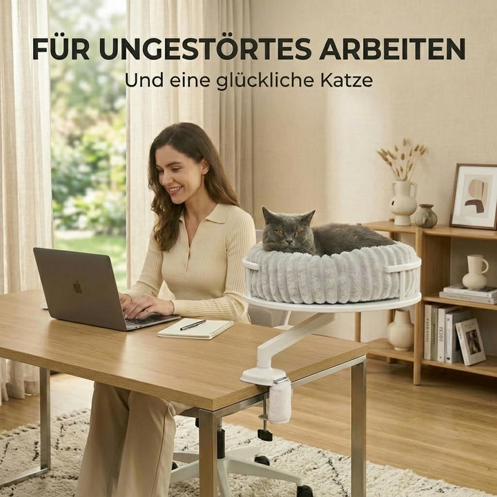 Katzenbett LEVI | Katzenbett Schreibtisch | Katzenplattform | Für Tische und Fenstersims | Inkl. 2 B