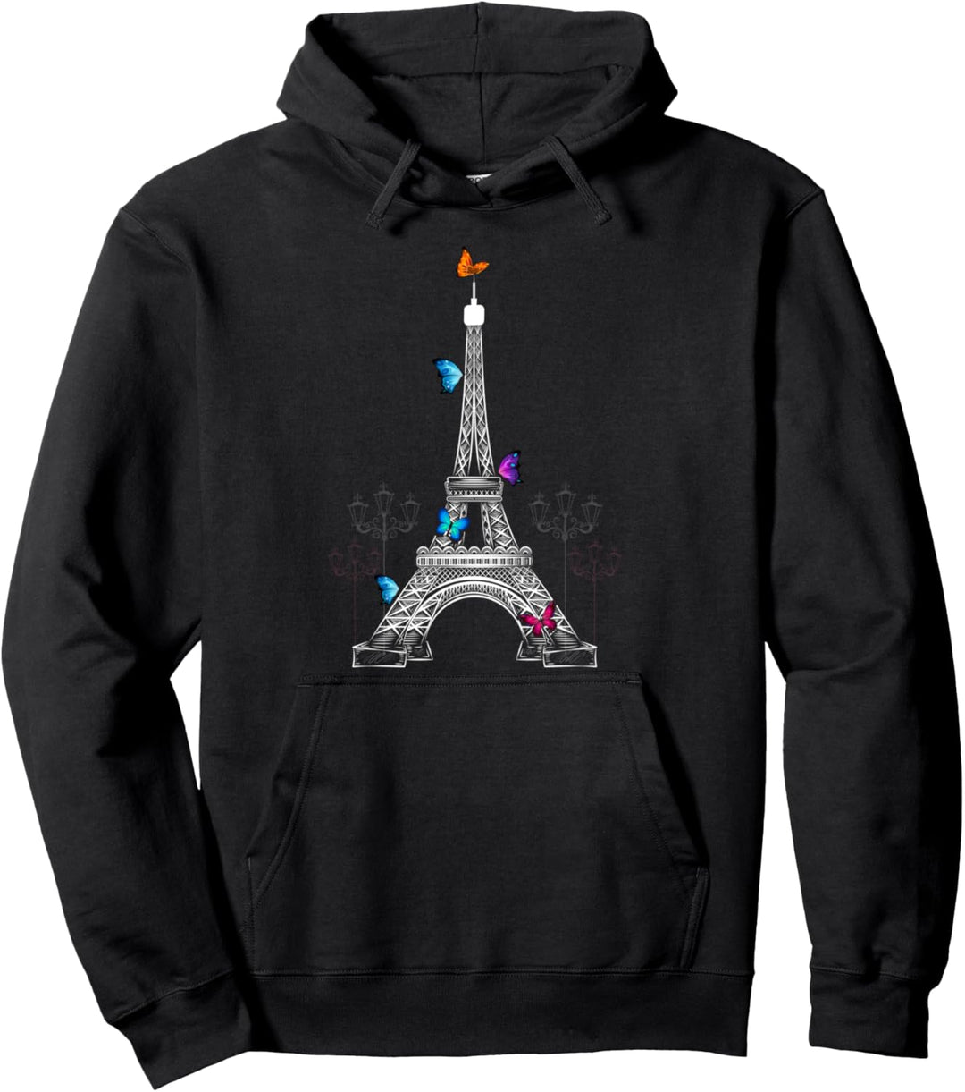 Schmetterling mit Eiffelturm französische Pariser Heimat Pullover Hoodie