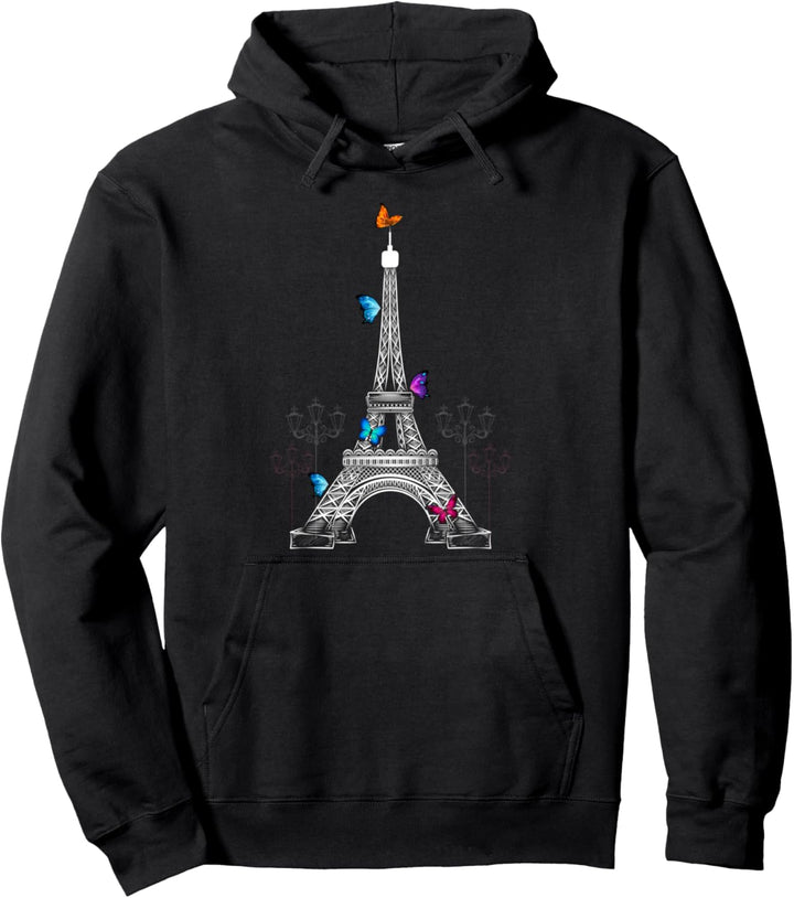 Schmetterling mit Eiffelturm französische Pariser Heimat Pullover Hoodie