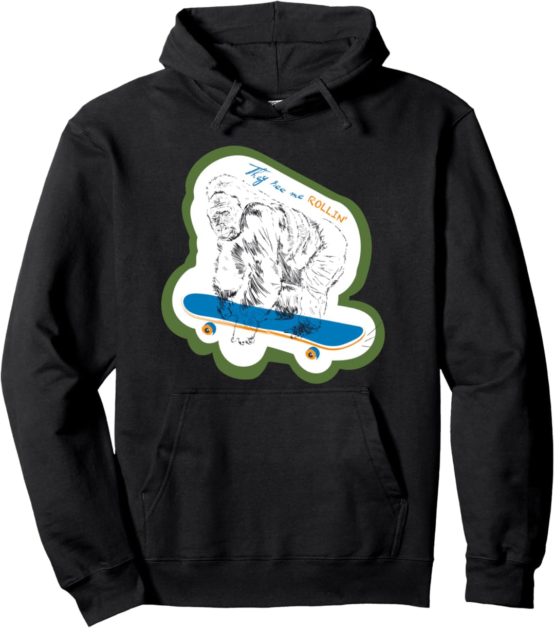 Zoo Skating Gorilla Boys Grafik Lustige Mädchen Neuheit Pullover Hoodie