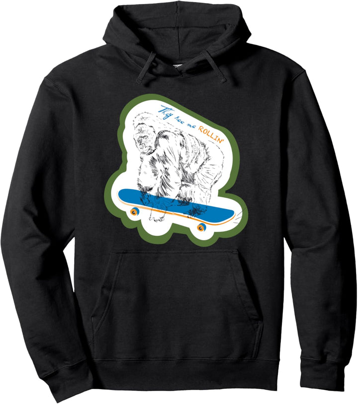 Zoo Skating Gorilla Boys Grafik Lustige Mädchen Neuheit Pullover Hoodie