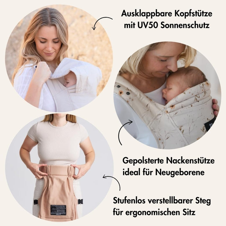 Rookie Babytrage ab Geburt - Ergonomisch, Bequem, Bio-Stoffe - Premium Elite Design - Baby Trage sch