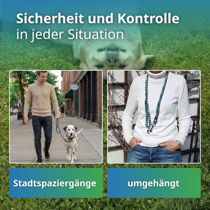 Geflochtene Hundeleine für mittelgrosse und grosse Hunde bis 60 kg | Kurze Führleine | 1,20 m lang |