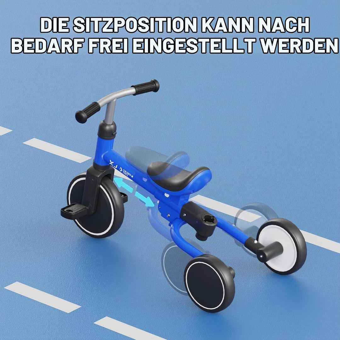 XJD Kleinkind Dreirad ab 1 2 3 Jahr, 5-in-1-Kleinkindfahrrad mit verstellbarem Schiebegriff, Laufrad