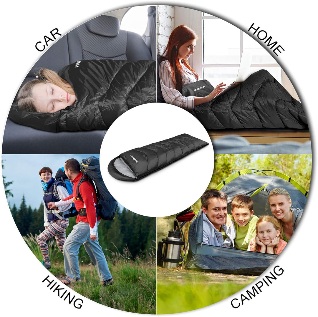 Schlafsack Outdoor Camping für Erwachsene Kinder, Schlafsäcke Sommer Winter 3-4 Jahreszeiten, Decken