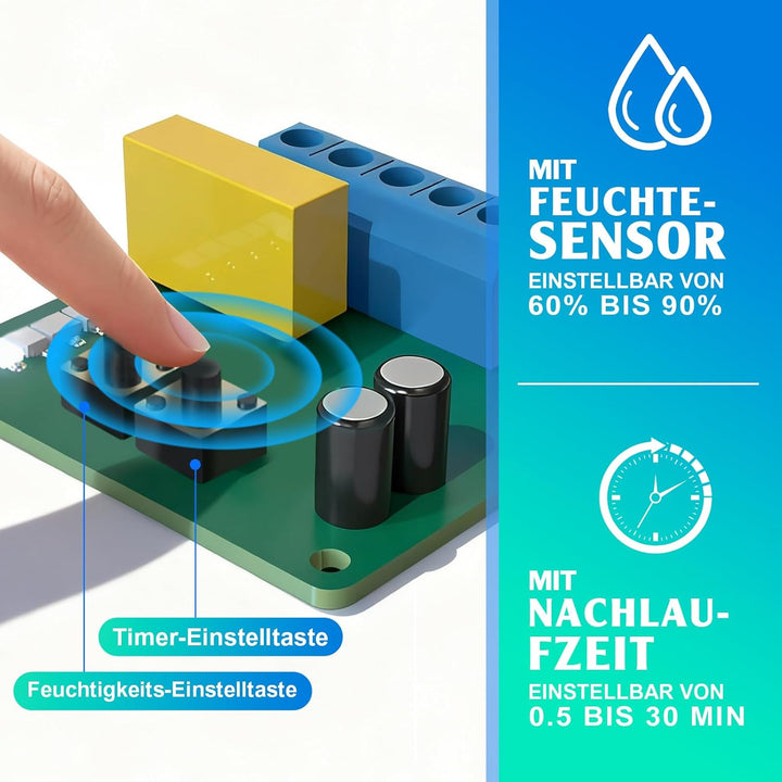 Badlüfter 150mm mit Feuchtigkeitssensor & Nachlauf, 18W Leiser Abluftventilator Lüfter mit Rücklaufk