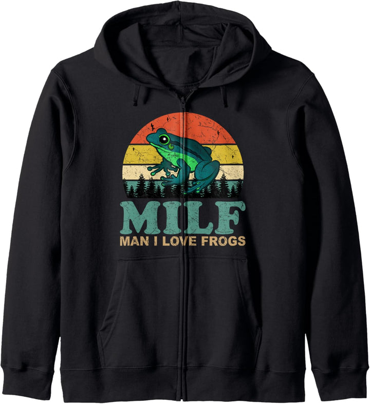 Man I Love Frogs-M.I.L.F.-Funny Saying Frog-Amphibian Lovers Kapuzenjacke