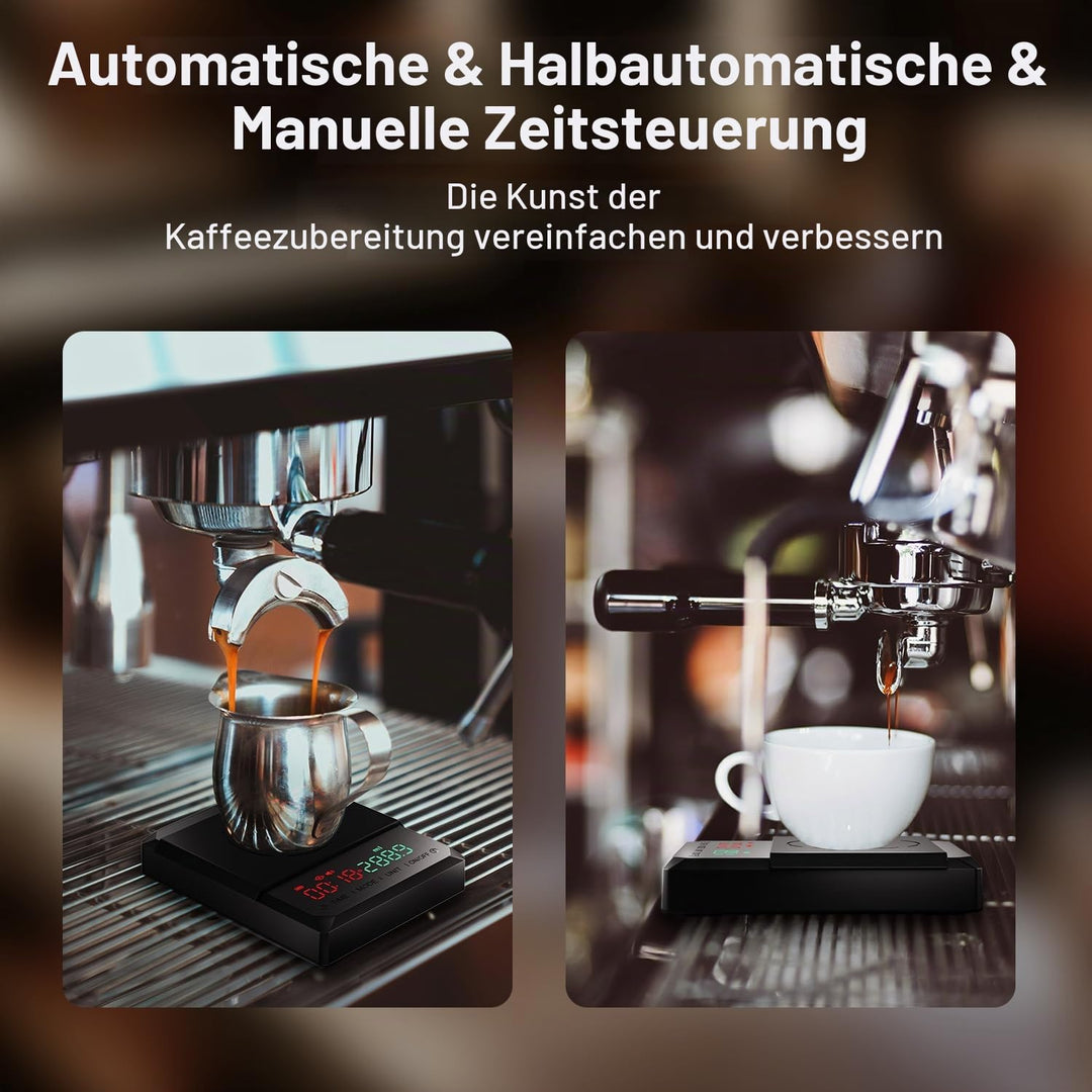 GRAM PRES Mini-Kaffeewaage mit Timer, wiederaufladbare Espressowaage 2kg/0,1g, für Espresso und Pour