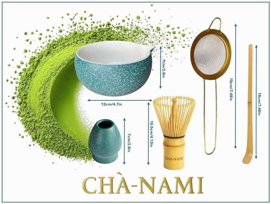 Matcha Set Premium 7-teilig – Japanisches Matcha Teezeremonie Set mit 100 Borsten Chasen &amp; Ritualtab