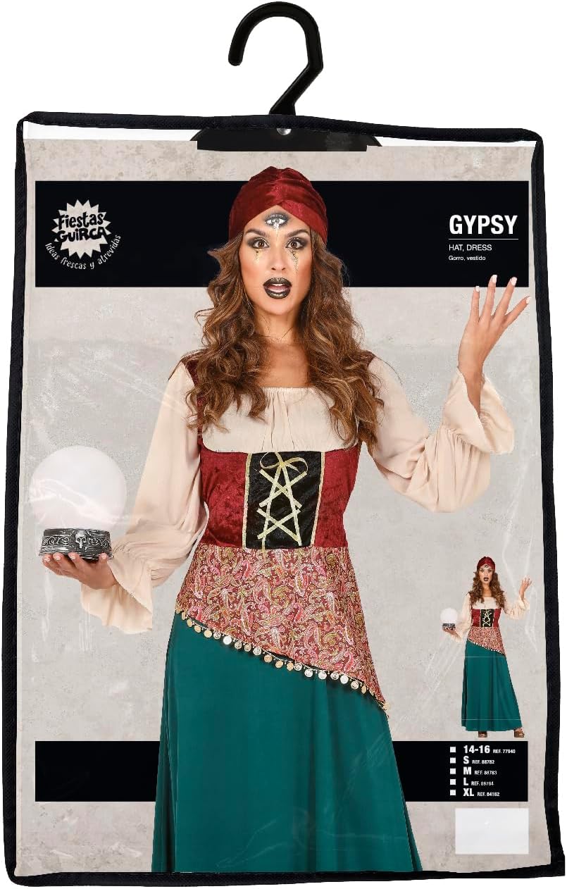 FIESTAS GUIRCA Geheimnisvolle Wahrsagerin Halloween Kostüm Damen – Zigeunerin Hellseherin Kostüm – H