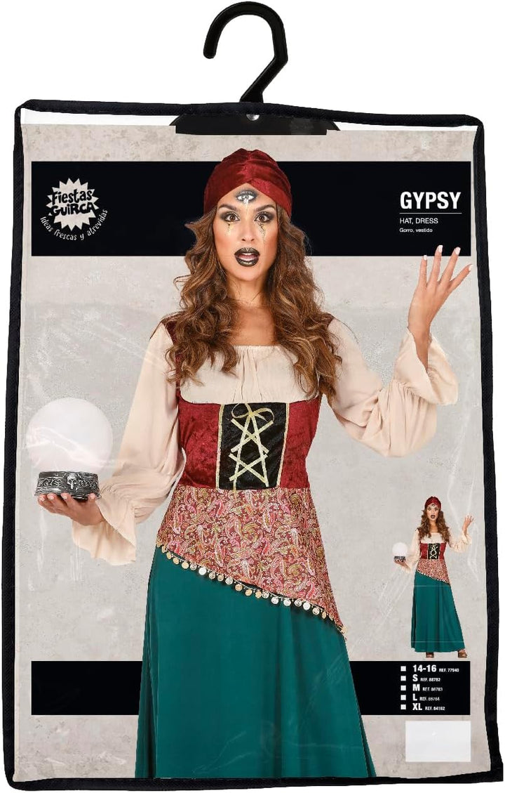 FIESTAS GUIRCA Geheimnisvolle Wahrsagerin Halloween Kostüm Damen – Zigeunerin Hellseherin Kostüm – H