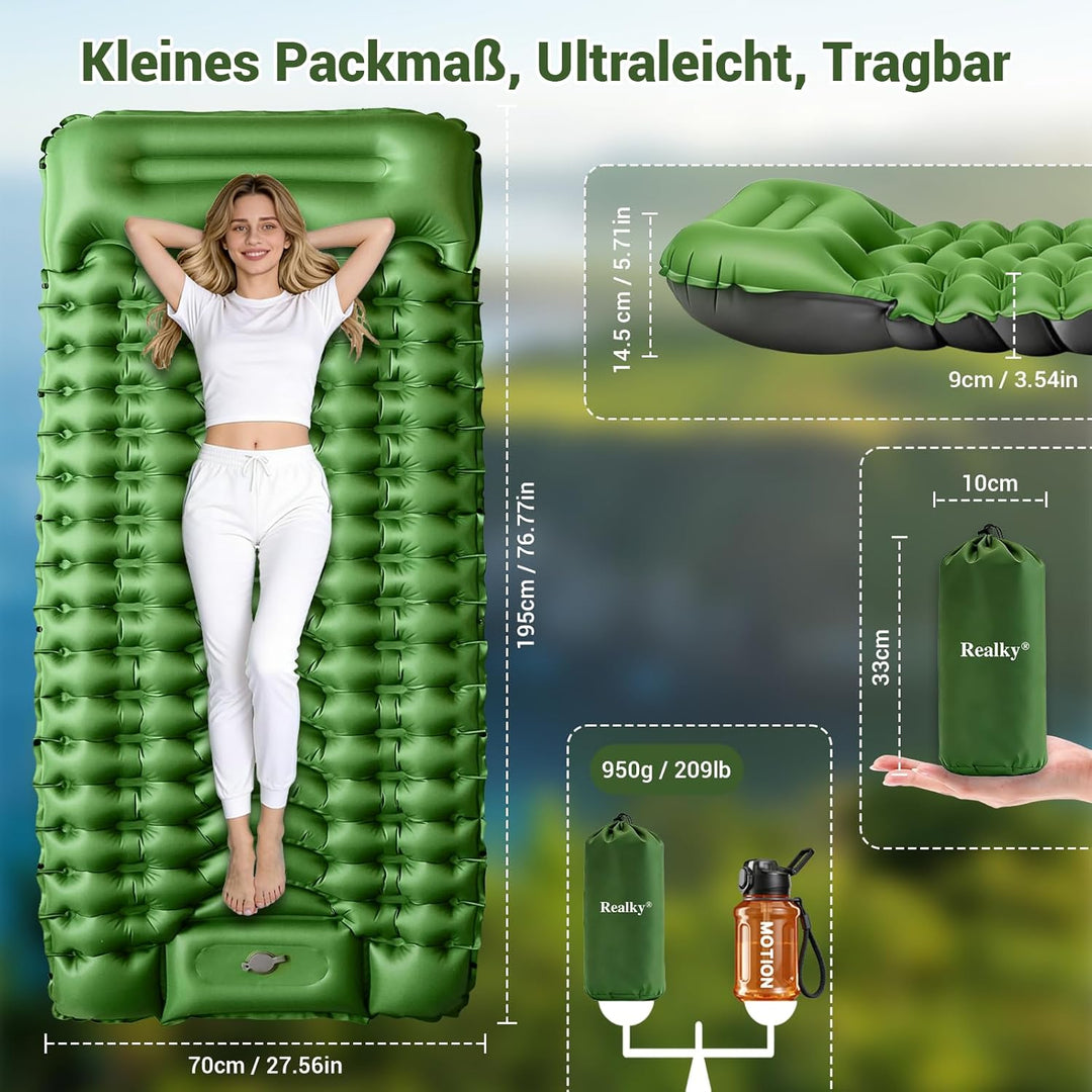 Isomatte Camping Luftmatratze Aufblasbare Matratze, Ultraleicht, Kompakte, Dick, Aufblasbar Sleeping