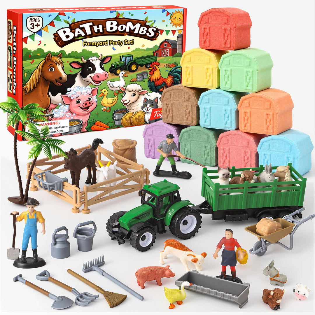 12 STK Bauernhof Badebomben Badekugeln Kinder mit Überraschung, Farm Badezusatz Kinder mit Badewanne