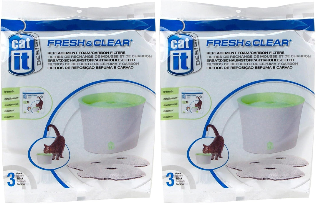 Catit Ersatzreinigungsfilter, Trinkbrunnenfilter, für die 3L Catit Trinkbrunnen, 6er Pack 3 Stück (2