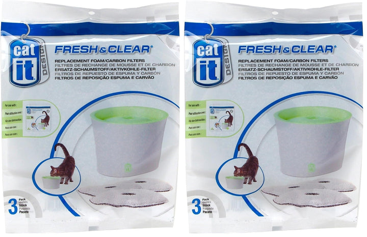 Catit Ersatzreinigungsfilter, Trinkbrunnenfilter, für die 3L Catit Trinkbrunnen, 6er Pack 3 Stück (2