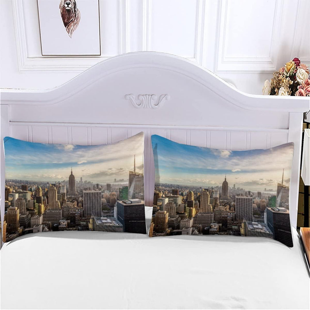 Skyline Von New York Bettwäsche 135×200 Weiche Mikrofaser 3d Druck Stadt-Landschaft Bettbezug mit Re
