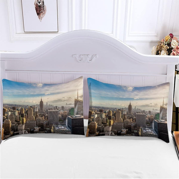 Skyline Von New York Bettwäsche 135×200 Weiche Mikrofaser 3d Druck Stadt-Landschaft Bettbezug mit Re