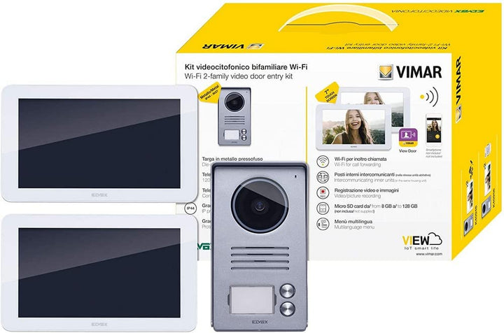 VIMAR K40946 Videosprechenalagen-Set enthält Freisprech-Touchscreen-Videohaustelefon LCD7in und WLAN