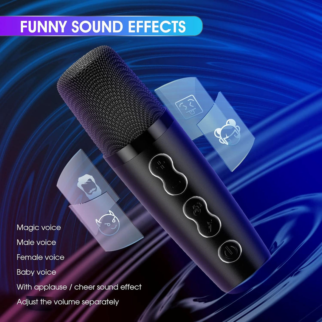 GJCrafts Karaoke Machine mit LED-Licht, Bluetooth Karaoke Lautsprecher mit 2 Drahtlosen Mikrofonen,