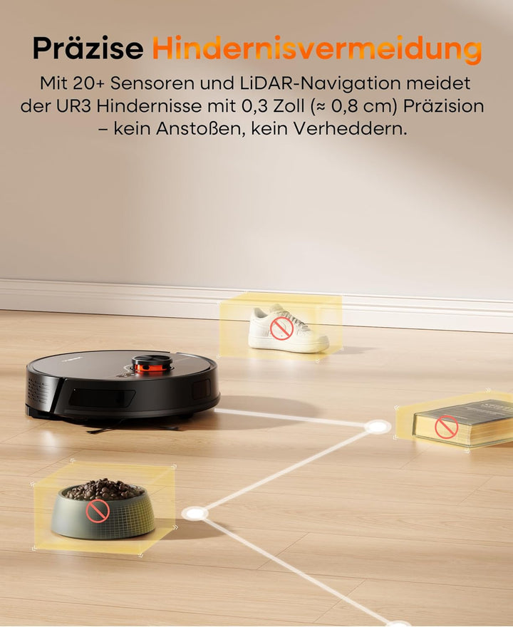 Saugroboter mit Wischfunktion 8000Pa, 200Min Laufzeit Staubsauger Roboter mit Absaugstation 3.5L,LiD