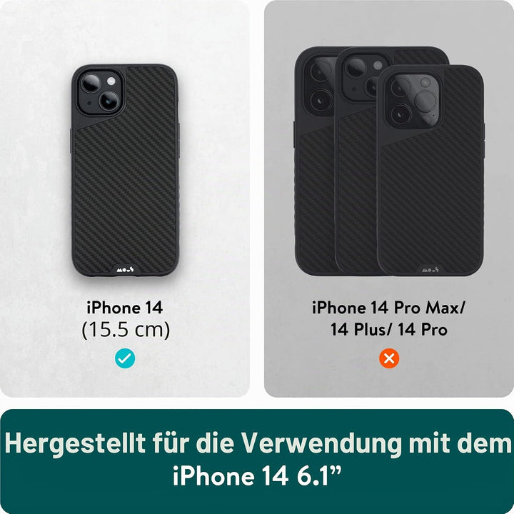Mous - Hülle für iPhone 14 - Carbonfaser - Limitless 5.0 - Handyhülle iPhone 14 MagSafe-Kompatibel C