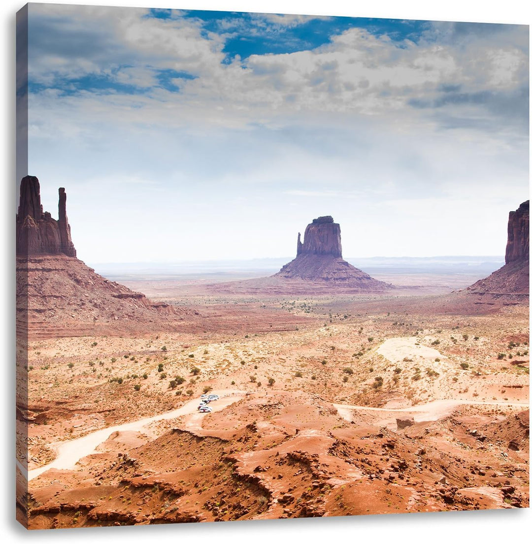 Monument Valley USA, Format: 70x70 auf Leinwand, XXL riesige Bilder fertig gerahmt mit Keilrahmen, K