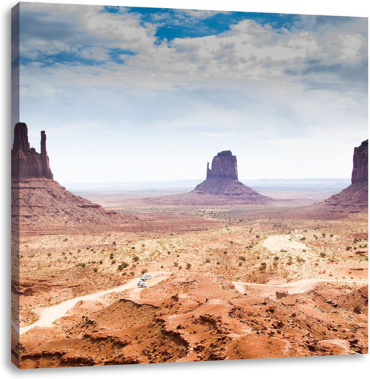 Monument Valley USA, Format: 70x70 auf Leinwand, XXL riesige Bilder fertig gerahmt mit Keilrahmen, K