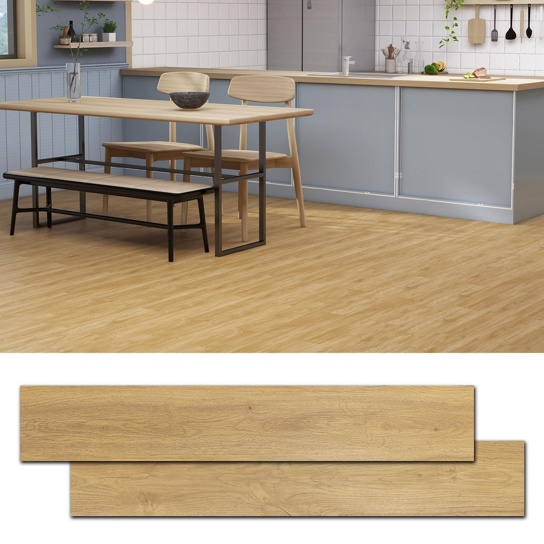 Mysflosy Vinylboden Selbstklebend, PVC Bodenbelag holzoptik wasserdicht, Natürliche Eichenfarbe 15,2
