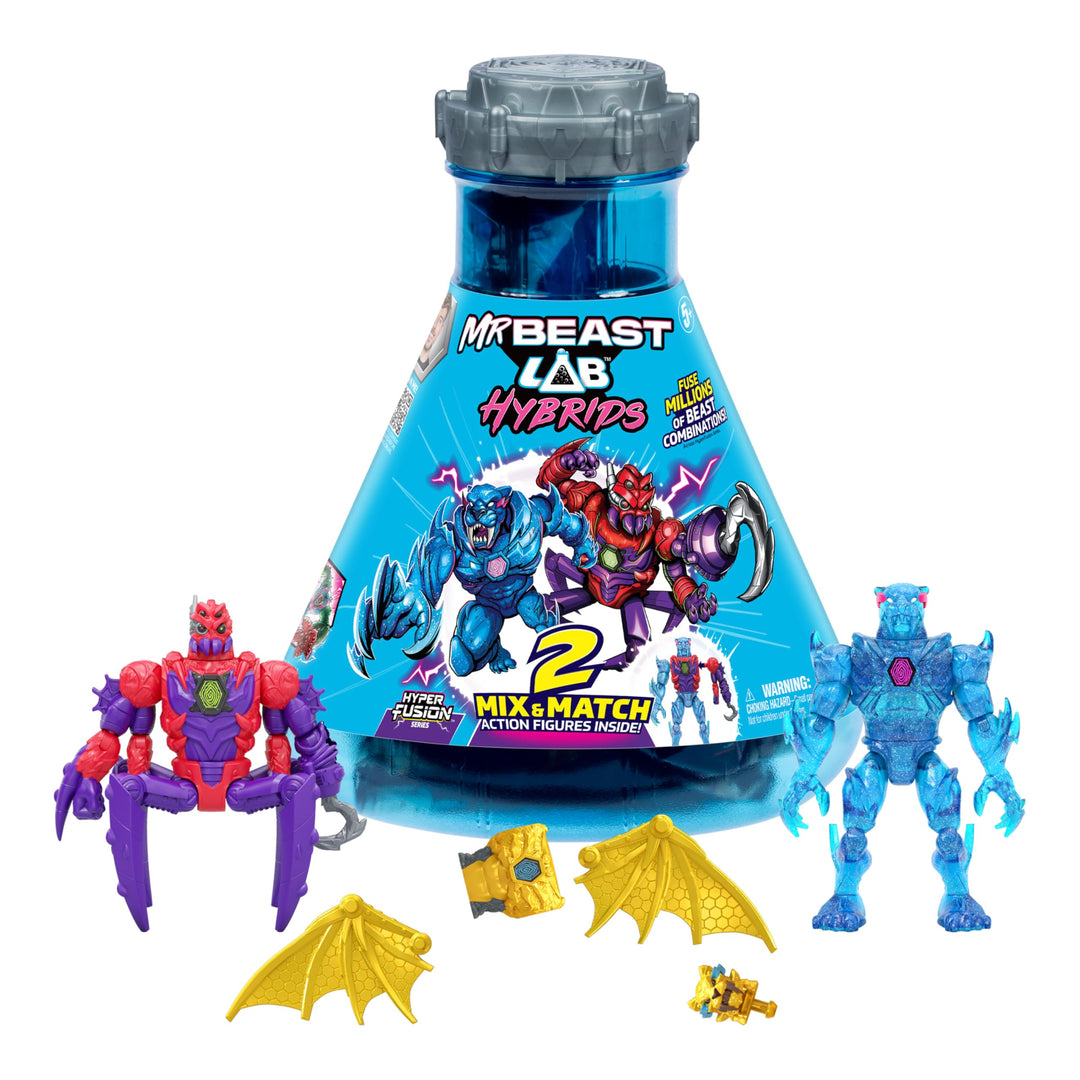 MrBeast Lab Hybrids Mehrfachpackung, Verschiedene Hybrid-Teile und 2 Actionfiguren zum Kombinieren,