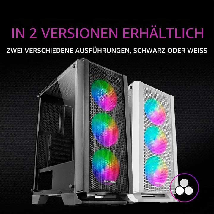 Mars Gaming MC100, ATX Gaming Gehäuse, 9 cm FRGB Lüfter, Convect-Cool Belüftung, Schwarz MCC Schwarz