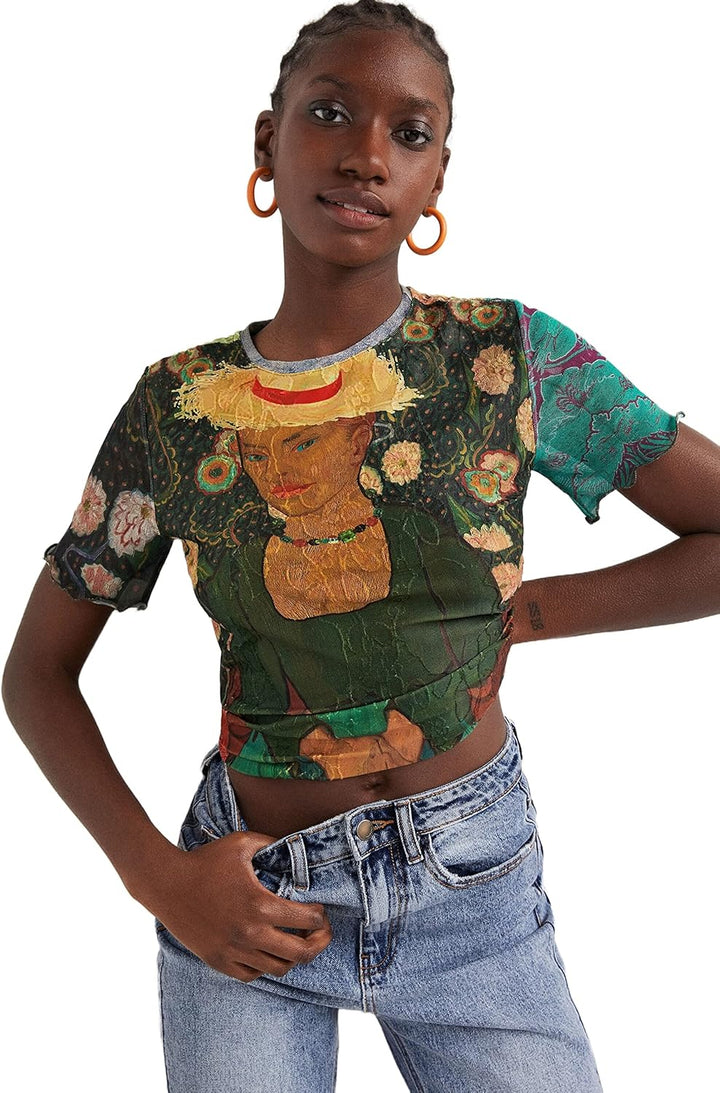 Desigual Damen Ts_la Berceuse T-Shirt XS Grün, XS Grün
