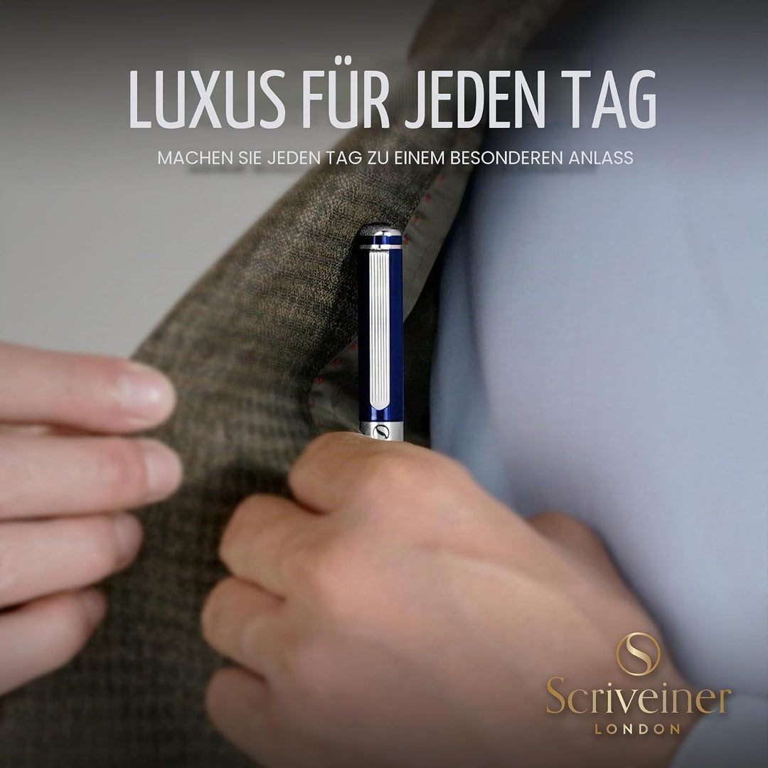 Scriveiner Kugelschreiber Midnight Blue - Hochwertiger Design Kugelschreiber in Mitternachtsblau mit