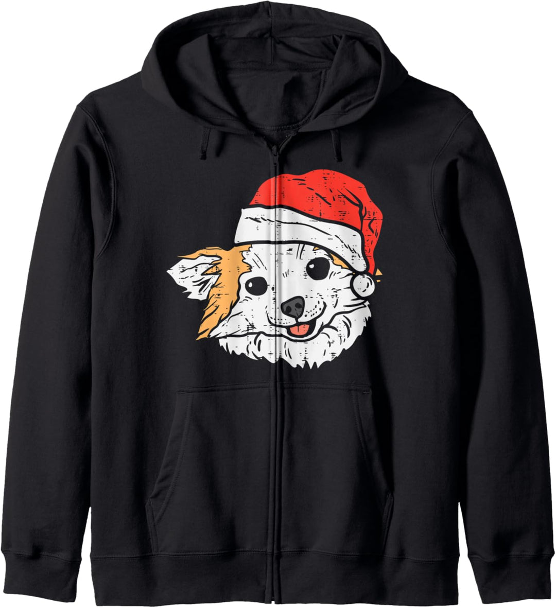 Weihnachtspyjama mit Weihnachtsmütze, Chihuahua, Chiwawa Kapuzenjacke