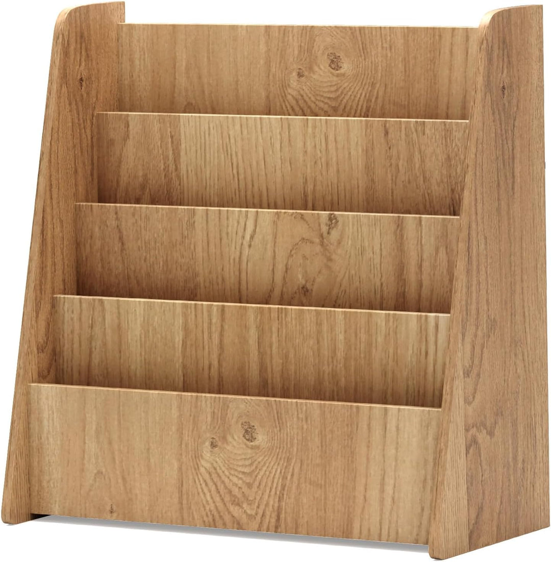 GOPLUS Bücherregal Kinder, Montessori Kinderregal mit 4 Ablagefächern, Kinderbücherregal Büchergeste