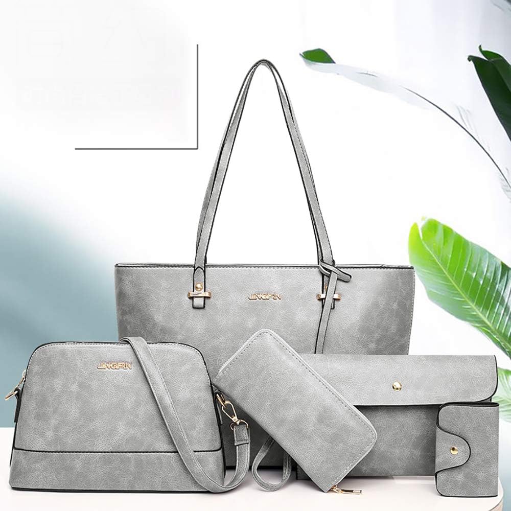 AlwaySky Handtaschen-Set für Damen 5er Pack Tote Geldbörse Handtaschen Set PU-Leder Umhängetasche Gr