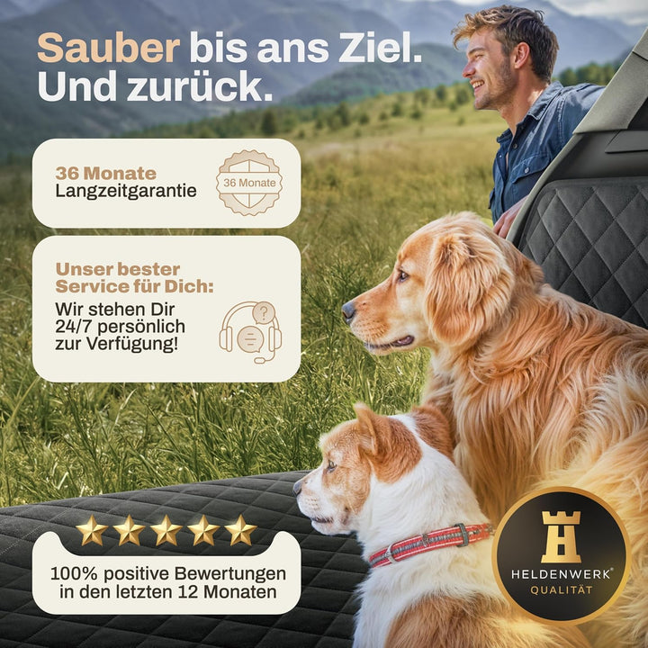 HELDENWERK Kofferraumschutz Hund gesteppt mit Seiten- und Ladekantenschutz I Hundedecke Auto Kofferr