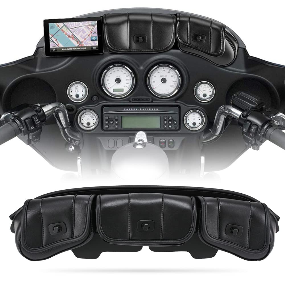 KATUR Motorrad Windschutzscheiben Tasche PU Leder mit Magnetverschluss für Harley Touring Street Gli