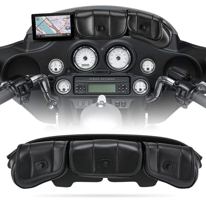 KATUR Motorrad Windschutzscheiben Tasche PU Leder mit Magnetverschluss für Harley Touring Street Gli