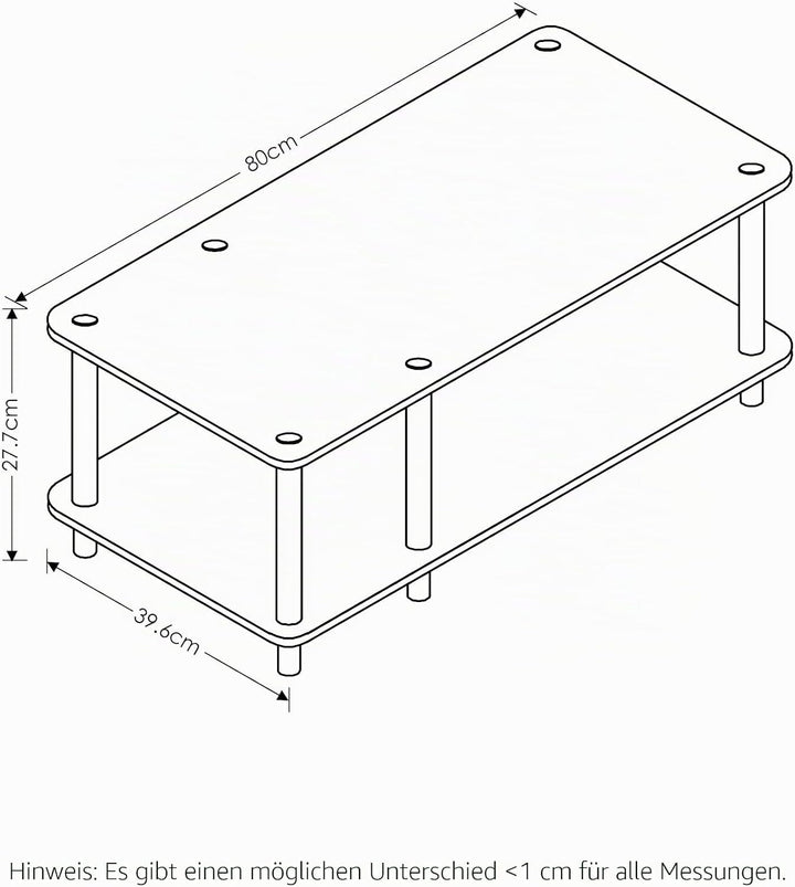 Furinno Just No Tools mittlerer Fernsehstand, TV-Ständer, Couchtisch, dunkle Kirsche mit schwarzer R
