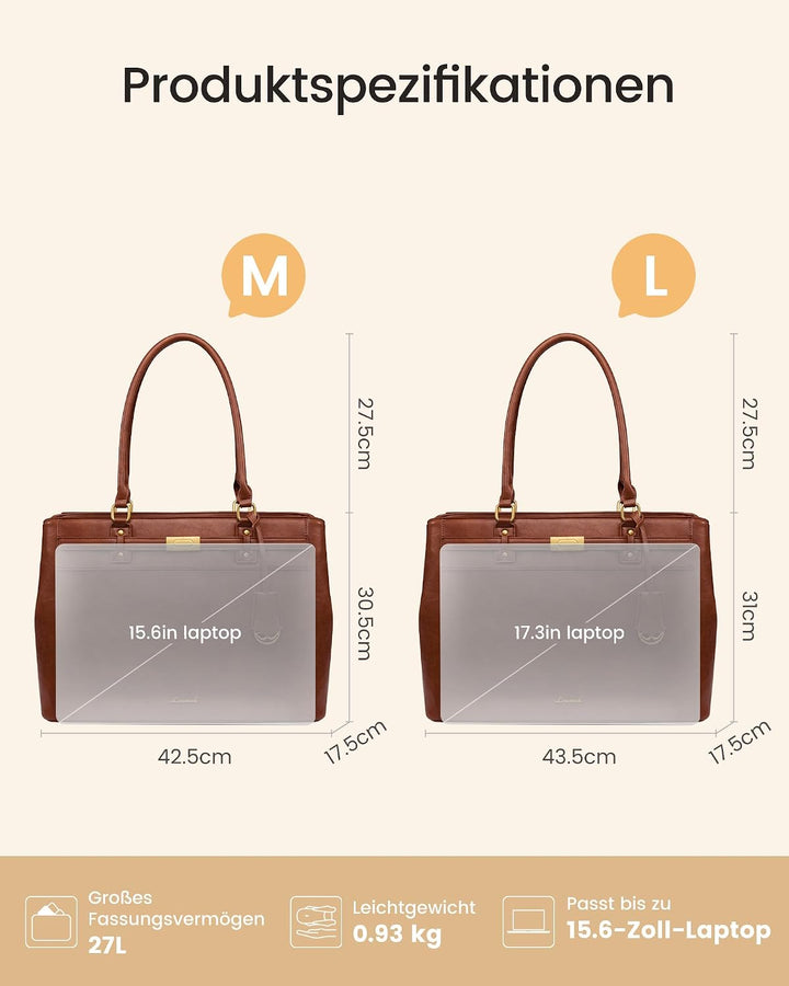 LOVEVOOK Handtasche Damen Gross, 15,6 Zoll Elegant Laptoptasche Arbeitstasche, PU Leder Business Sho