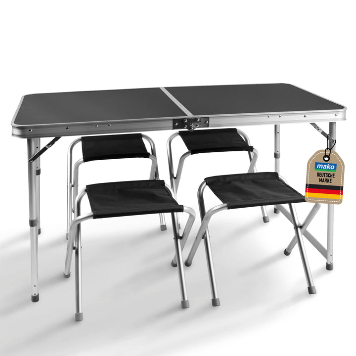 Faltbarer Campingtisch mit Klappfunktion – Stabiler Alu-Klapptisch mit 4 mm MDF-Platte – Höhenverste