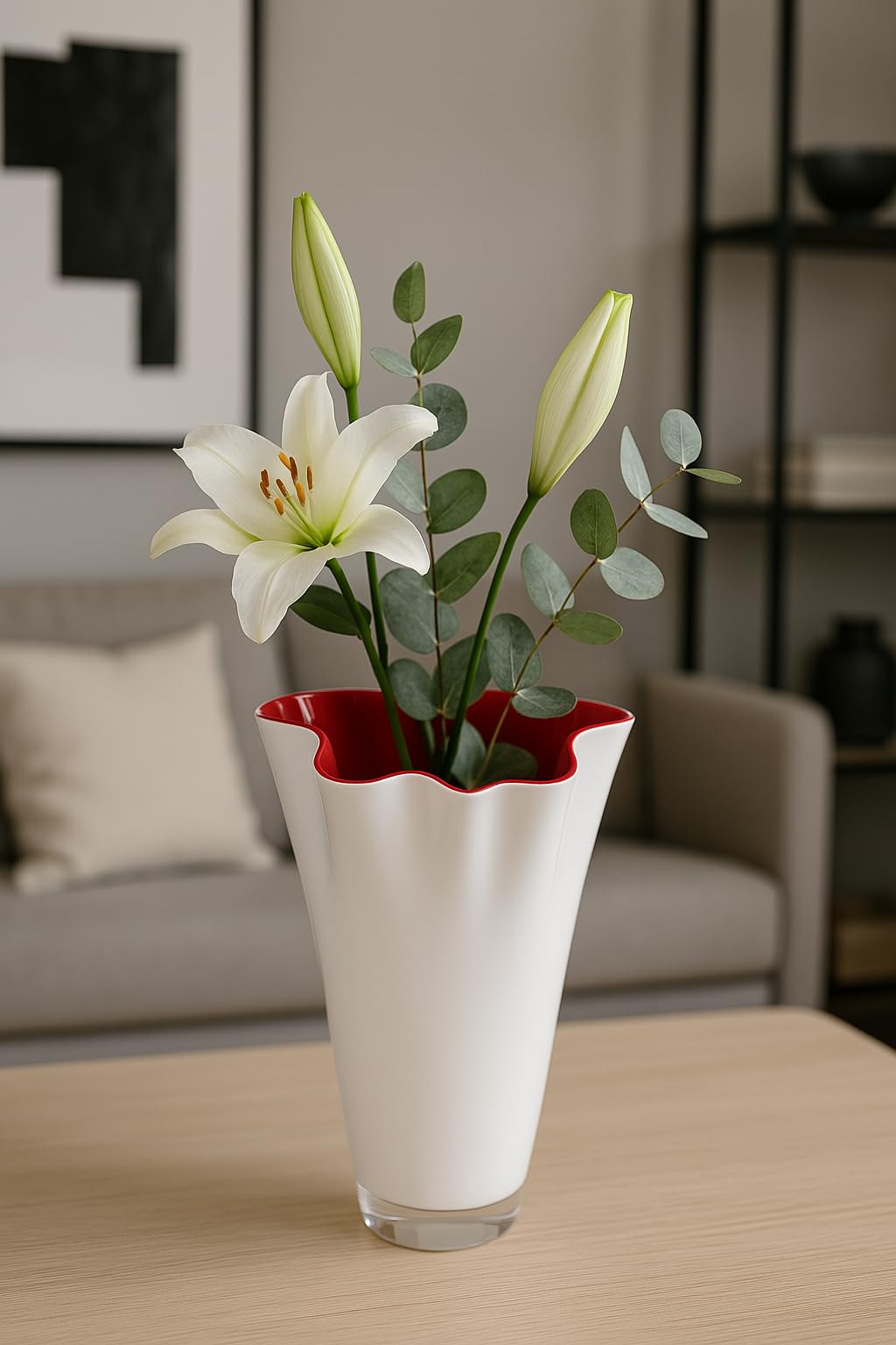 SIGNATURE HOME COLLECTION Glasvase rot weiss Blumenvase mundgeblasen 21 x 21 x 30 cm 21 x 21 x 30 cm