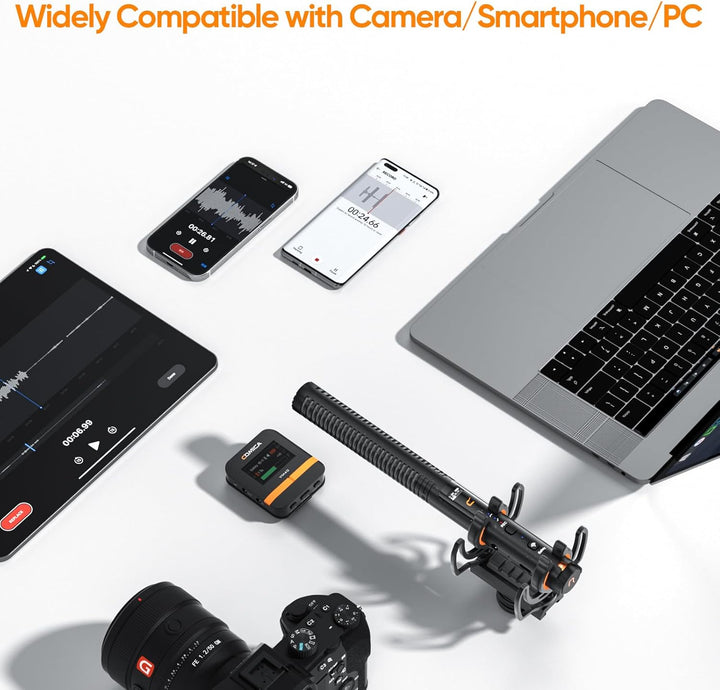 COMICA VM40 Shotgun Microphone with Wireless Modes, 48kHz/32-bit, 32GB Storage, Safety Audio Track,