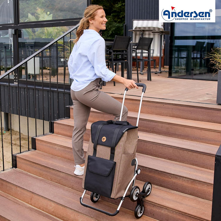 ANDERSEN Einkaufstrolley - Treppensteiger Royal Shopper Senta 2.0 Sand | ideal für Treppen, aus Alu,