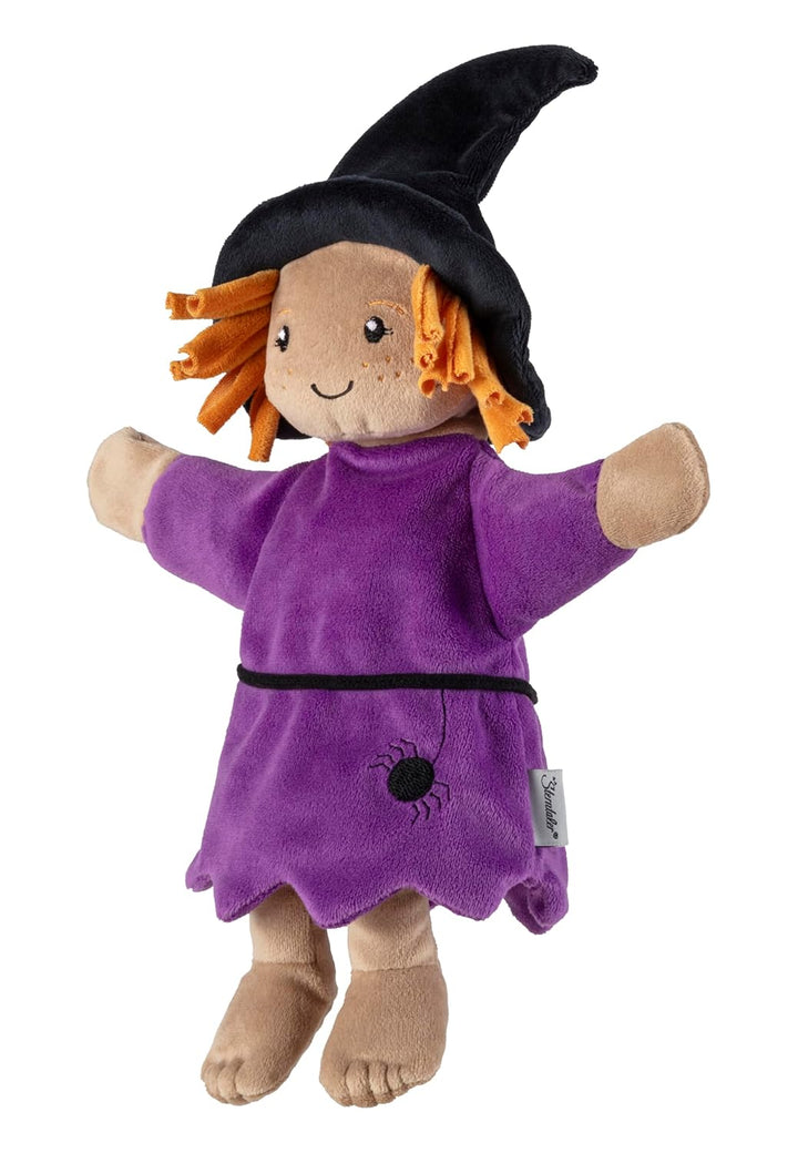 Handpuppe Hexe, weiches Spielzeug für Kasperle Theater, zum Geschichten erzählen und erstes Rollensp