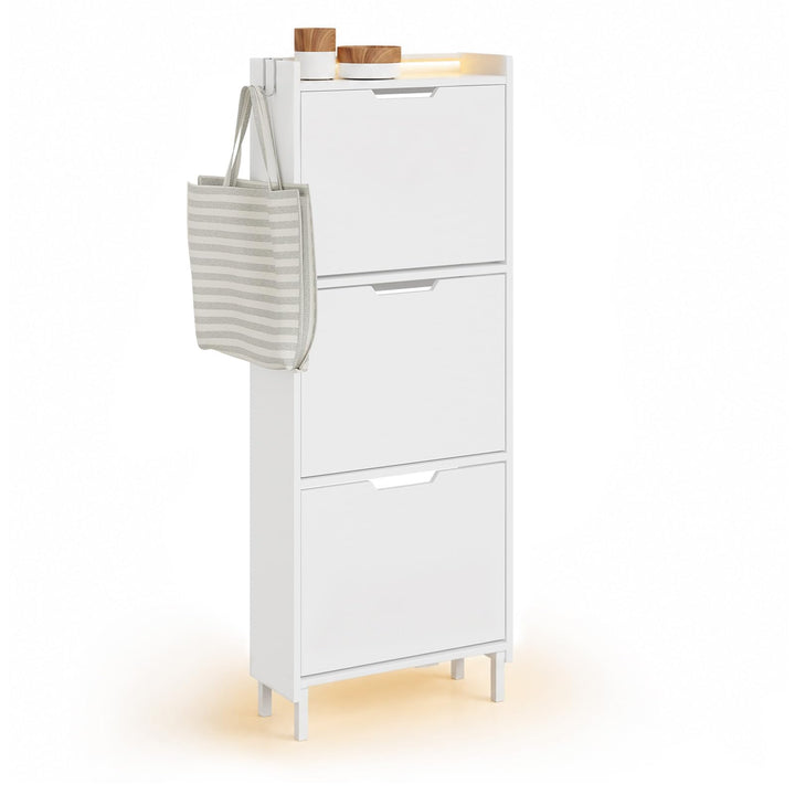 SoBuy Schuhschrank Schmal, Schuhregal, Schuhschrank Hängend mit Sensorlicht und 19 cm Tiefe, für Flu